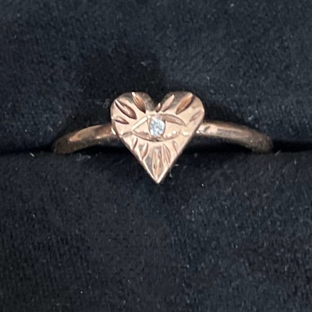 Jacquie Aiche Diamond Center Heart Eye Burst Waif Ring in 14k Rose Gold